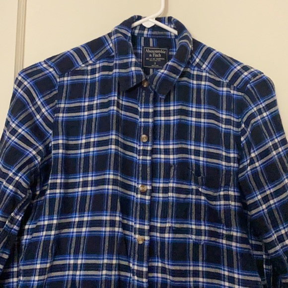 Abercrombie and Fitch blue flannel size: S - Picture 2 of 8